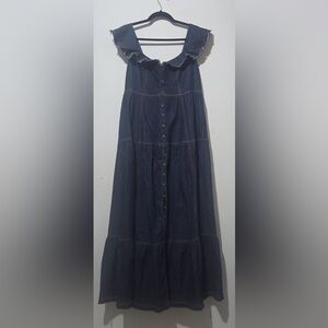 Dark Blue Denim Maxi Dress